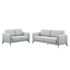 Oslo Modern Scandi Style Fabric Living Room 2+3 Seater Sofa Set (Light Grey)