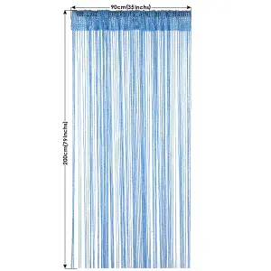 String Curtain Panel Spaghetti Tassel Curtain, 200cm x 90cm - Sky Blue