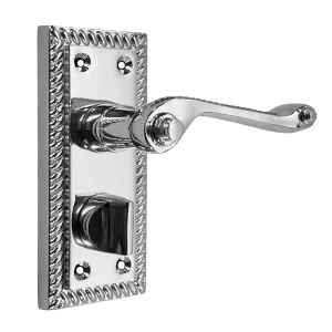 Georgian Door Handles Chrome Suite Privacy WC Bathroom + Tub Latch