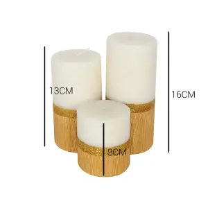 Pillar Candle Set of 3 Unscented Two Tone White & Gold Candles by Laeto Ageless Aromatherapy - FREE DELIVERY INCLUDED