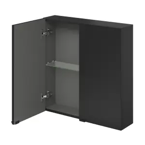 GoodHome Imandra Matt Black Double Wall cabinet (W)600mm (H)600mm