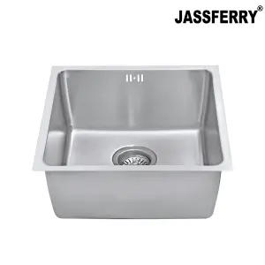 JASSFERRY Undermount Stainless Steel Kitchen Sink 1 Single Deep Square Bowl, 440 x 440 mm