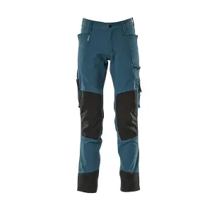 Mascot Advanced Stretch Trousers with Kneepad Pockets - Dark Petroleum   (34.5) (Leg Length - Long)