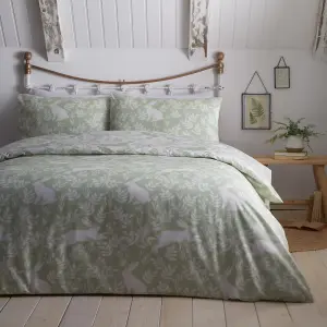 Spring Rabbits Green Reversible Duvet Cover Set