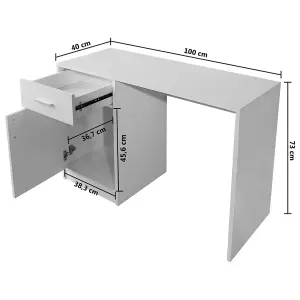 Berkfield Desk with Drawer and Cabinet White 100x40x73 cm