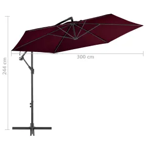 Berkfield Cantilever Umbrella with Aluminium Pole Bordeaux Red 300 cm