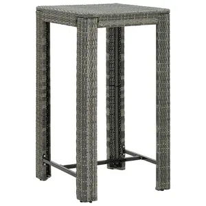 3 Piece Garden Bar Set Grey Poly Rattan&Solid Wood Acacia