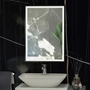 RAK Picture Square 500x700 Matt Black Square with Touch Sensor Illuminated Mirror IP44