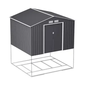 BillyOh Ranger Apex Metal Shed With Foundation Kit - 9x8 Dark Grey