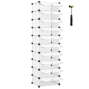 SONGMICS DIY Shoe Rack Organiser with Doors, 10 tiers Storage Cubes for 20 Pairs of Shoes, Closet Wardrobe Divider Shelf