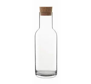 Luigi Bormioli Sublime Clear Crystal Glass Modern Durable Carafe with Cork Stopper 1L