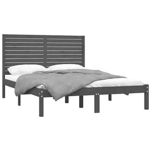 Berkfield Bed Frame Grey Solid Wood 120x200 cm