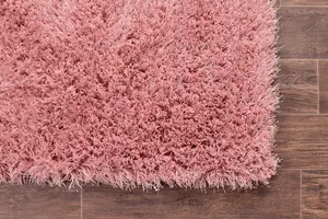 Blush Modern Plain Shaggy Sparkle Rug for Bedroom & Living Room-120cm X 170cm