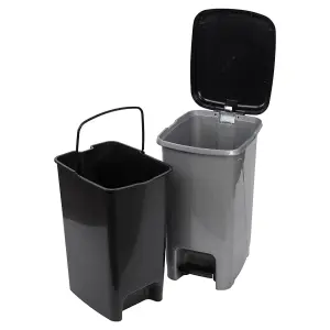 URBNLIVING 25L Slim Pedal Waste Recycling Bin Can Insert Step On Lid Kitchen Bathroom Grey