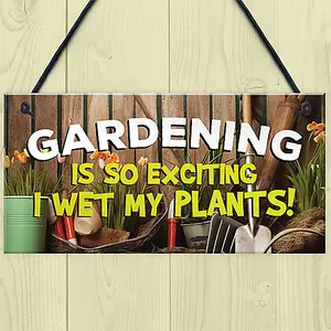 Red Ocean Gardening So Exciting Wet My Plants Sign Wall Garden Garage Gate Door Plaque Garden Signs And Plaques Shed Sign