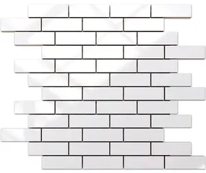 Ceramic mosaic on mesh for bathroom or kitchen 298mm x 373mm - Irregular white brick