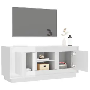 Berkfield TV Cabinet High Gloss White 102x35x45 cm Engineered Wood