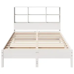 Berkfield Bookcase Bed without Mattress White 120x190 cm Small Double Solid Wood Pine