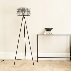 ValueLights Elise Acrylic Jewel Shade Black Tripod Floor Lamp with LED Bulb