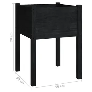 Berkfield Garden Planters 2 pcs Black 50x50x70 cm Solid Pinewood