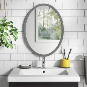 Maureen Wood Flat Wall Mirror Dark Grey / 44.5cm H x 34.3cm W