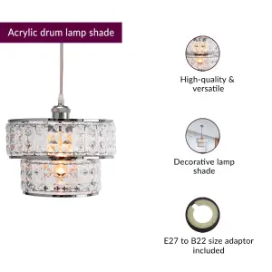 Innoteck Modern 2 Tier Sparkly Acrylic Drum Lampshade