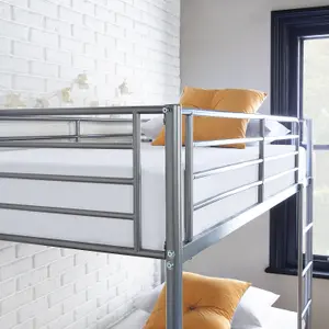 Single Bunk Beds Extra Strong & Durable  Silver Metal Double Bunk Bed With 1 Mattress