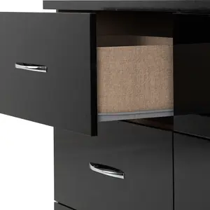 Nevada 6 Drawer Chest in Black Gloss Finish