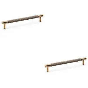 2 PACK - Knurled T Bar Door Pull Handle - Antique Brass - 160mm Centres Premium Drawer