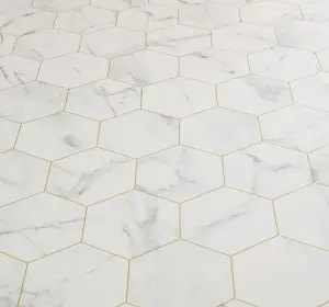 Marble Hexagon Gold Vinyl Flooring 5mx 4m (20m2)