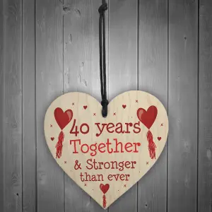 40th Anniversary Gift Wood Heart Perfect Gift For Husband And Wife Him Her Keepsake