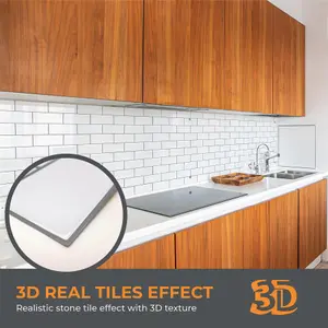 3D Tile Stickers Peel & Stick Backsplash London Metro Classic Brick Brilliant White 18 Sheets 30.5cm(12")