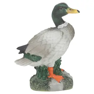 URBNLIVING 14cm Height 3 Pcs Decorative Duck Ornaments Polyresin Bird Sculpture Garden Collectables