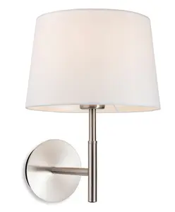 Luminosa Seymour Classic Switched Wall Lamp Brushed Steel with Cream Shade