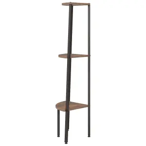 Berkfield 3-Tier Corner Shelf Dark Brown and Black 45.5x31.5x120 cm