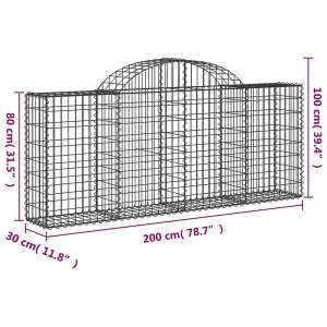 Berkfield Arched Gabion Baskets 20 pcs 200x30x80/100 cm Galvanised Iron