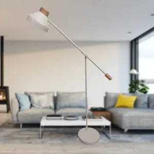 First Choice Lighting Arnold Muted Grey Lever Arm Floor Reading Lamp