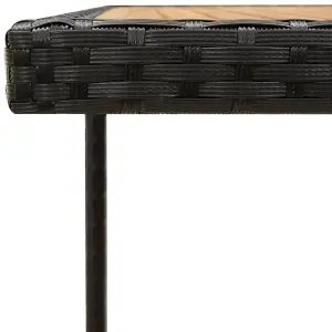 Berkfield Garden Table Black 109x107x74 cm Poly Rattan&Solid Wood Acacia