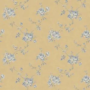 Galerie Palazzo Blue Turquoise Floral Embossed Wallpaper