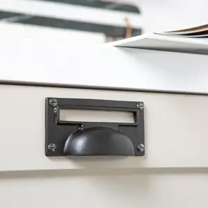 Hammer & Tongs - Filing Cabinet Cup Handle with Card Frame - W100mm x H50mm