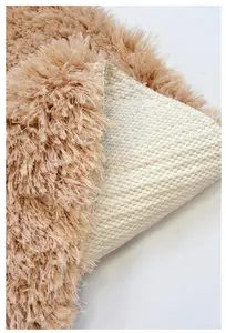 Soft Washable Collection Plain Design Shaggy Rug in Beige  SA-02