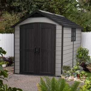 Keter Premier Grey Plastic 2 door Shed with floor & 2 windows (Base included)