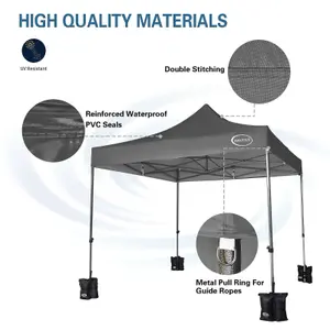 MCC Direct Maximus 3x3 Heavy Duty Pop up Grey Gazebo NS