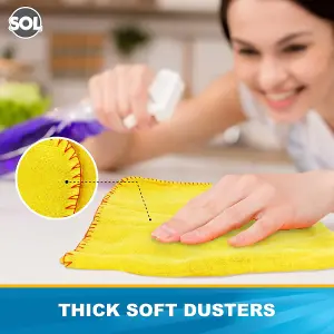 12pk Yellow Dusters, 100% Cotton Cleaning Cloths 50 x 40cm, Lint Free Cloths for Oiling Wood, Dusters for Cleaning Surfaces Glass