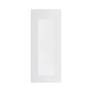 GoodHome Garcinia Integrated handle Gloss light grey Glazed Cabinet door (W)300mm (H)715mm (T)19mm