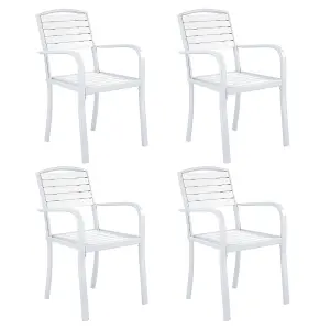 Set of 4 WPC Outdoor Garden Chairs Patio Dining Armchairs White 89 cm