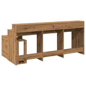 Berkfield Desk with LED Lights Artisian Oak 200x104x91 cm Engineered Wood