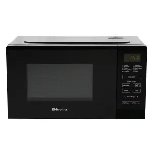 EMtronics 20 Litre Black 700W Microwave With 800W Grill, Timer and Preset Menu