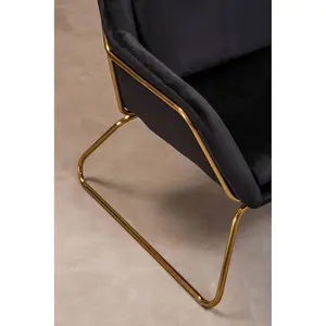 Interiors by Premier Sturdy Black Velvet Armchair, Easy Care Velvet Accent Armchair, Indoor Dining with Velvet Bedroom chair