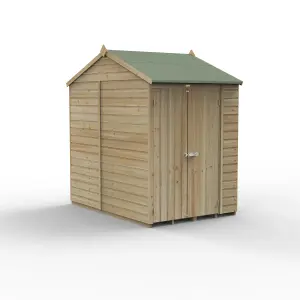 Forest Garden Beckwood 7x5 ft Reverse apex Natural timber Wooden 2 door Shed with floor (Base included)